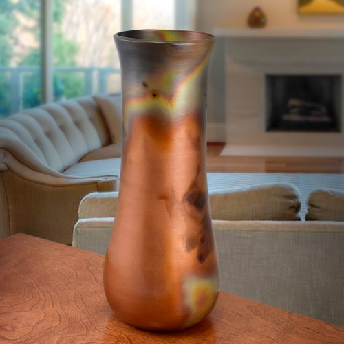 Copper Patina Oversized Decorative Art Vase