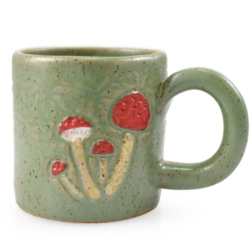 Retro Earthy Green Mushroom 10-oz Coffee/Tea Mug, Made in USA