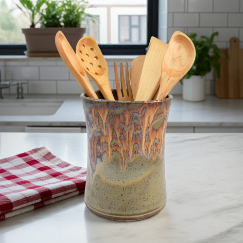 Stoneware Pottery Countertop Utensil Jar Made in the USA