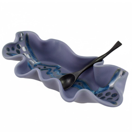 Hilborn Pottery Oblong Wave Bowl in French Lilac Purple