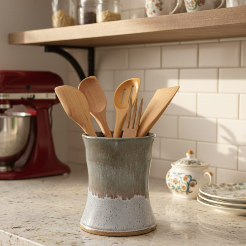 Stoneware Pottery Utensil Holder Jar