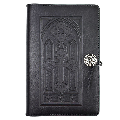 Gothic Cathedral Window Embossed Black Leather Journal
