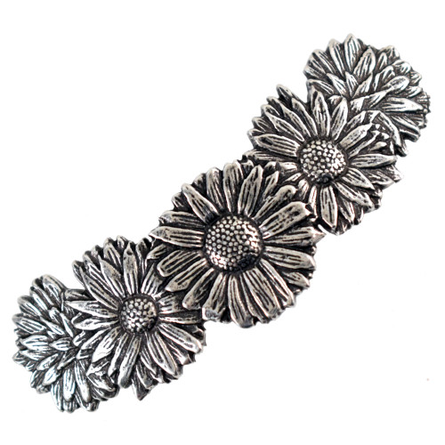 Daisy Flowers Britannia Pewter French-Style Barrette