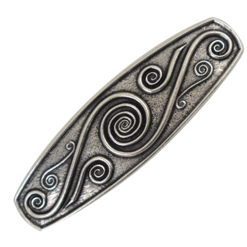 Satin Swirl Britannia Pewter French-Style 70mm Hair Barrette