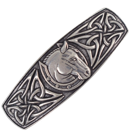 Celtic Horseshoe Britannia Pewter French-Style 80mm Hair Barrette