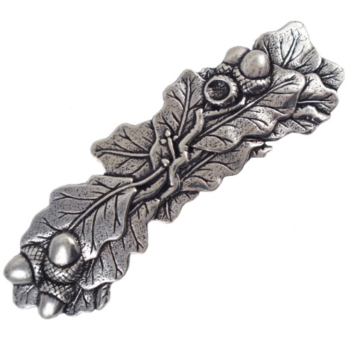 Acorn and Oak Leaf Britannia Pewter French-Style 80mm Hair Barrette