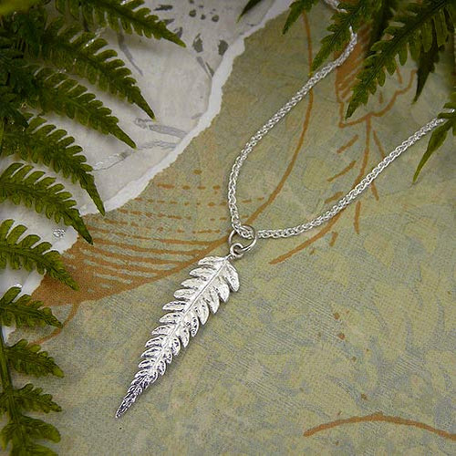 Sterling Silver Fern Leaf Necklace by Bruce Baker Made in the USA