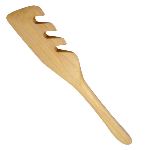 American Hardwood Utensils 12" Pasta Spatula Forked Maple Wood