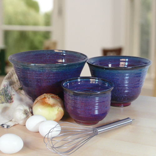 Plum Perfect Stoneware Soup and Salad Bowls Sara Baker Purple Pottery