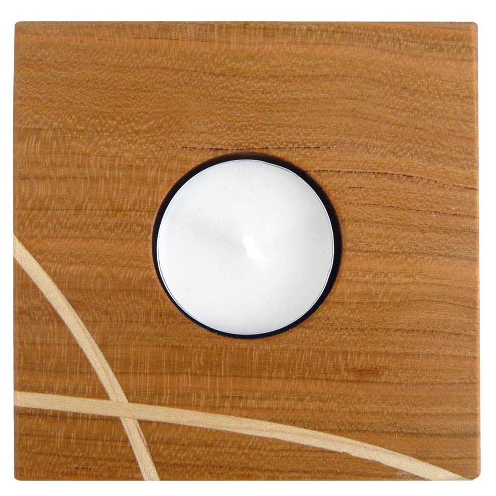 Cherry Wood Tea Light Candle Holder