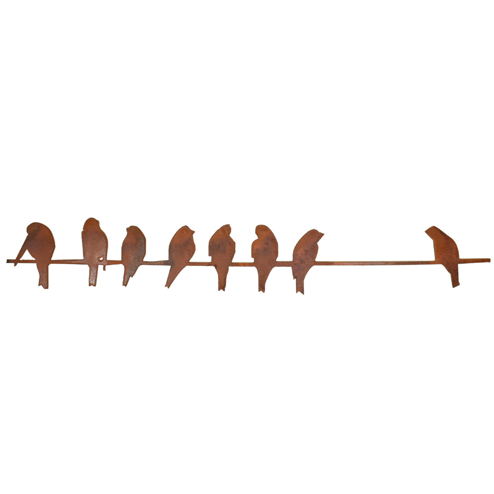 Birds on a Wire Rusty Metal Garden Wall Hanging