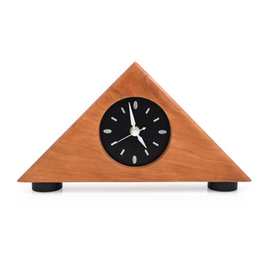 Triangular Cherry Wood Desk or Mantle Clock