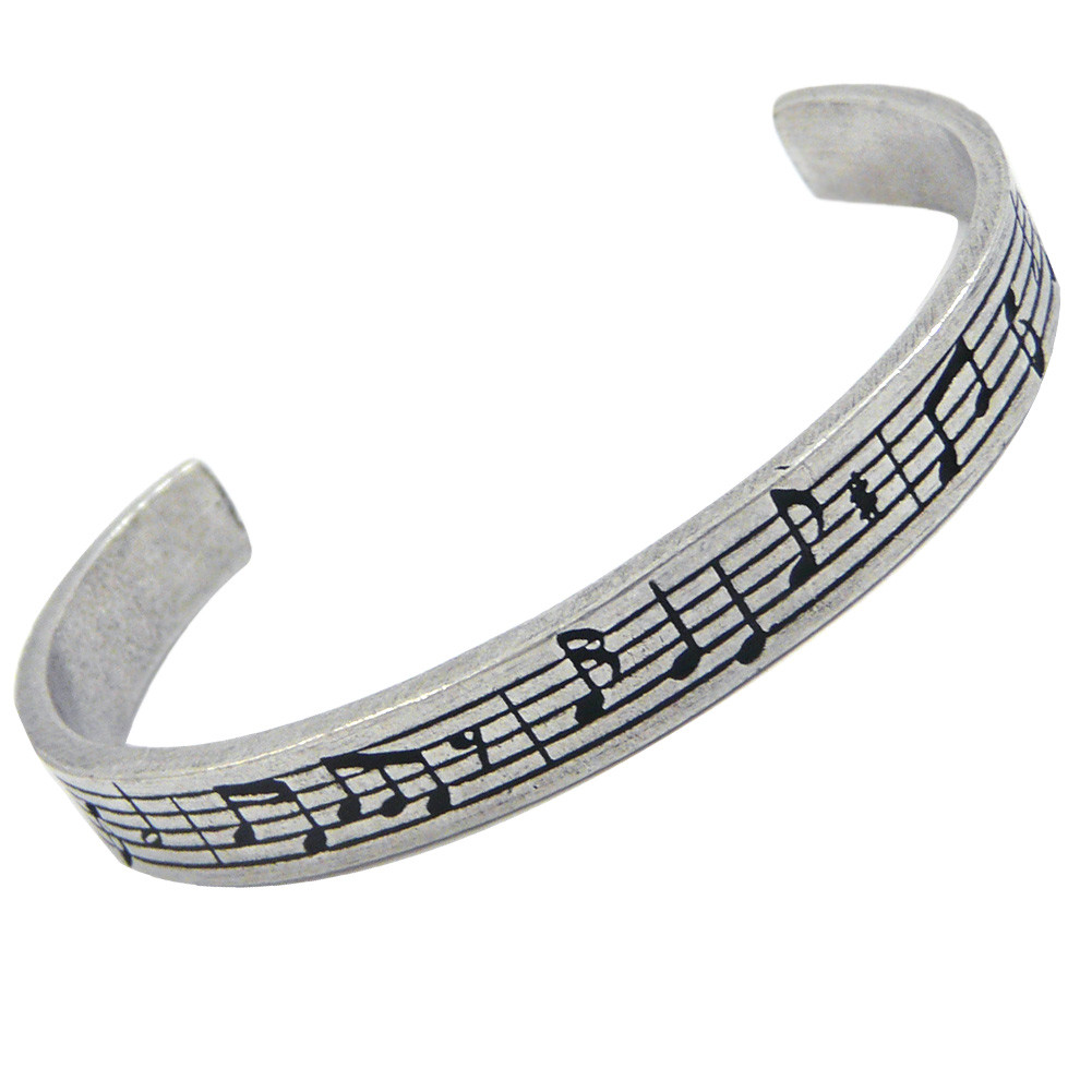 Music Notes Pewter Cuff Bracelet