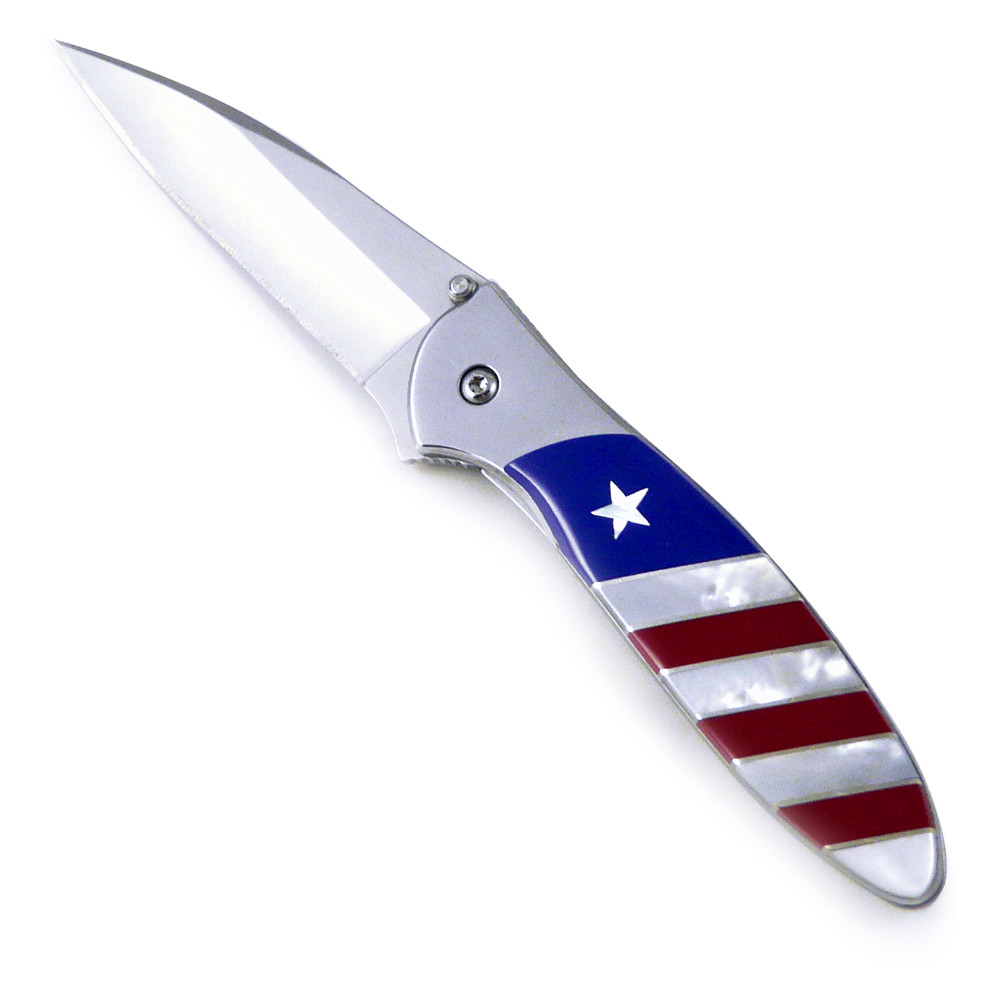 Kershaw 'Leek' Pocket Knife with American Flag Stonework Handle