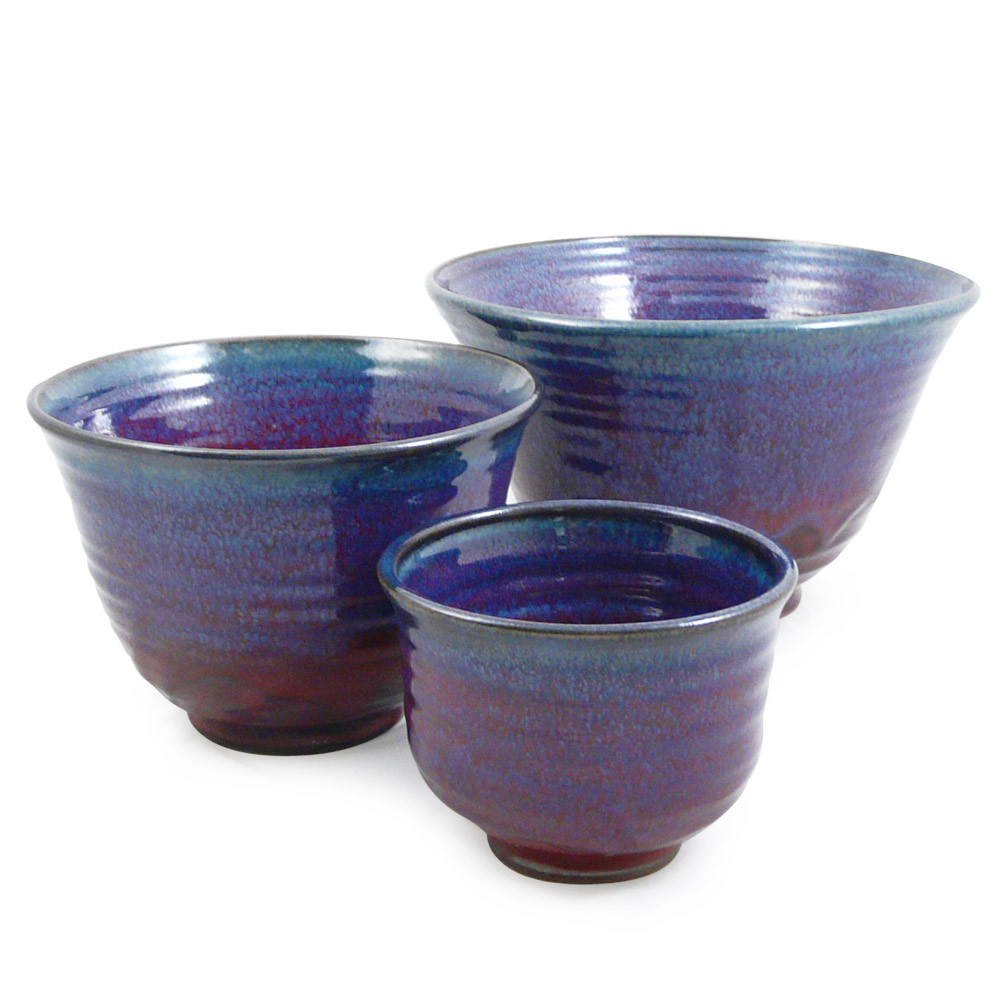 Plum Perfect Nested Stoneware Mixing Bowls