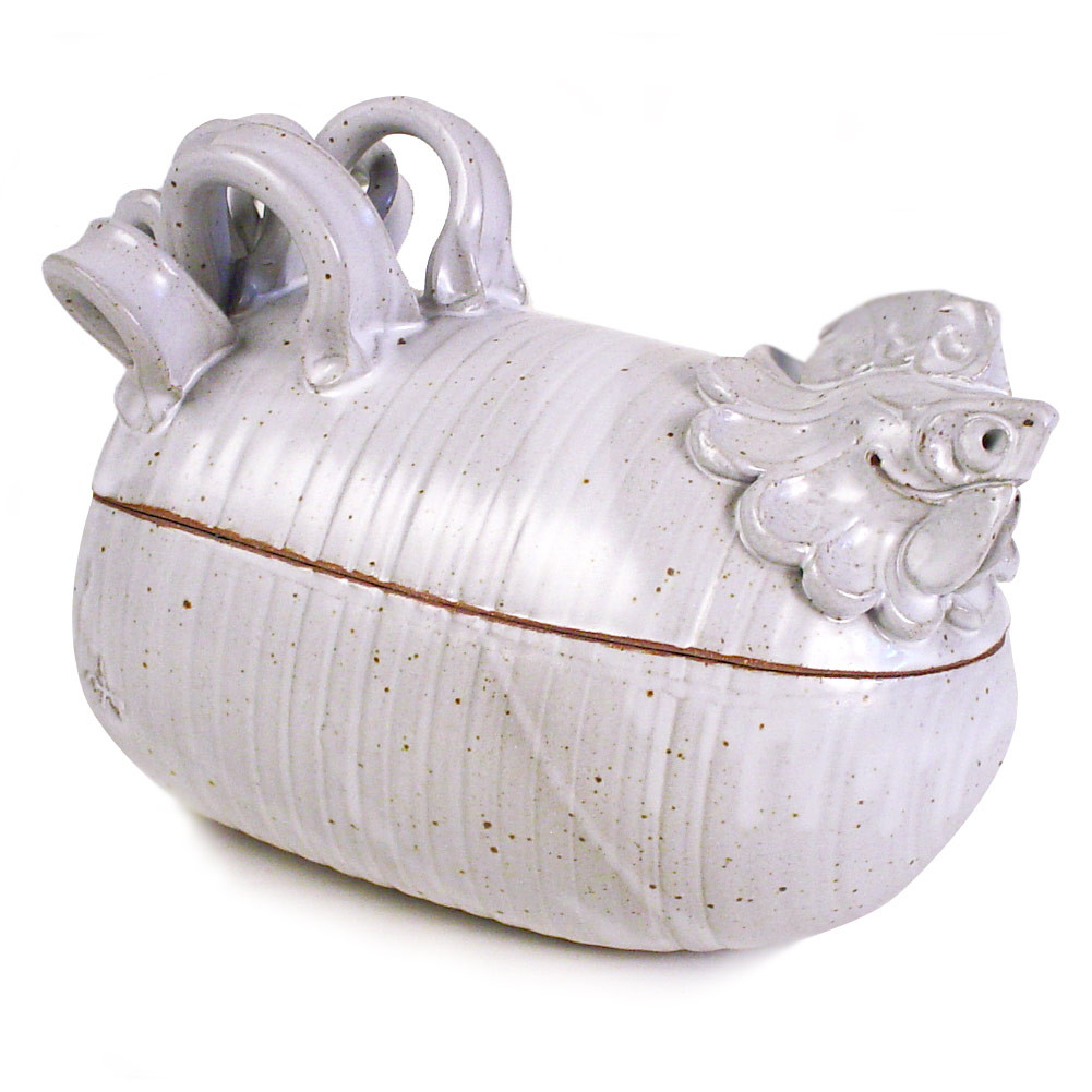 Sculpted Stoneware Chicken Roaster