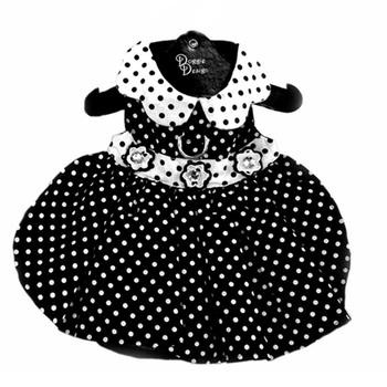 Dog Dress Polka Dot Black and White Rockstar Puppy Boutique
