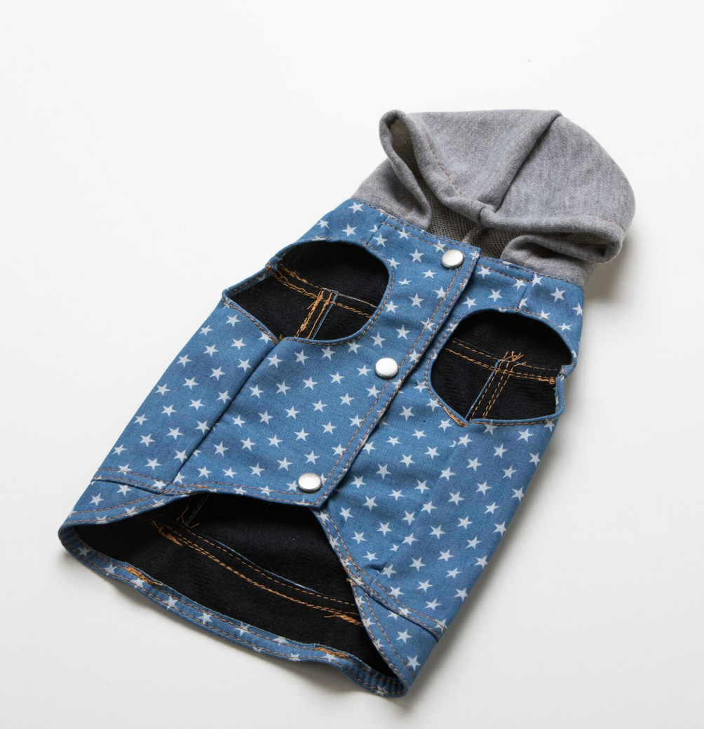 Star Print Denim Dog Jacket Jean Jacket for Dogs