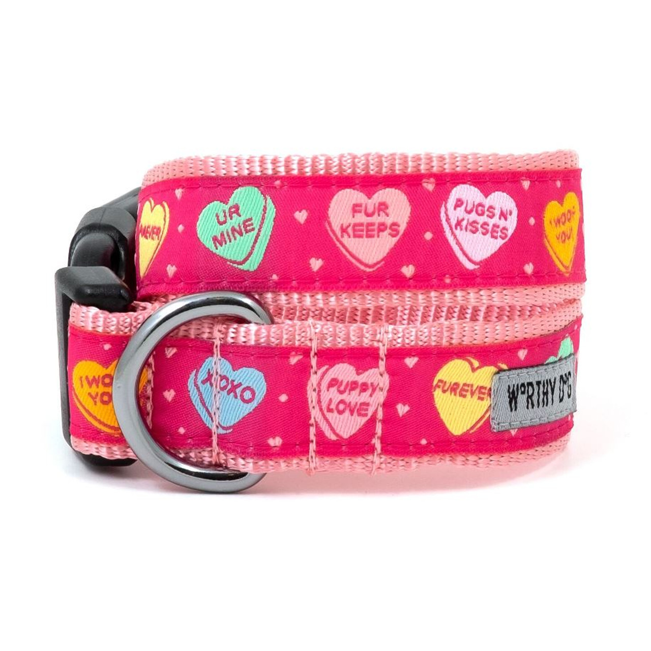 Candy Hearts Dog Collar and Leash | Valentines Day Dog Accessories