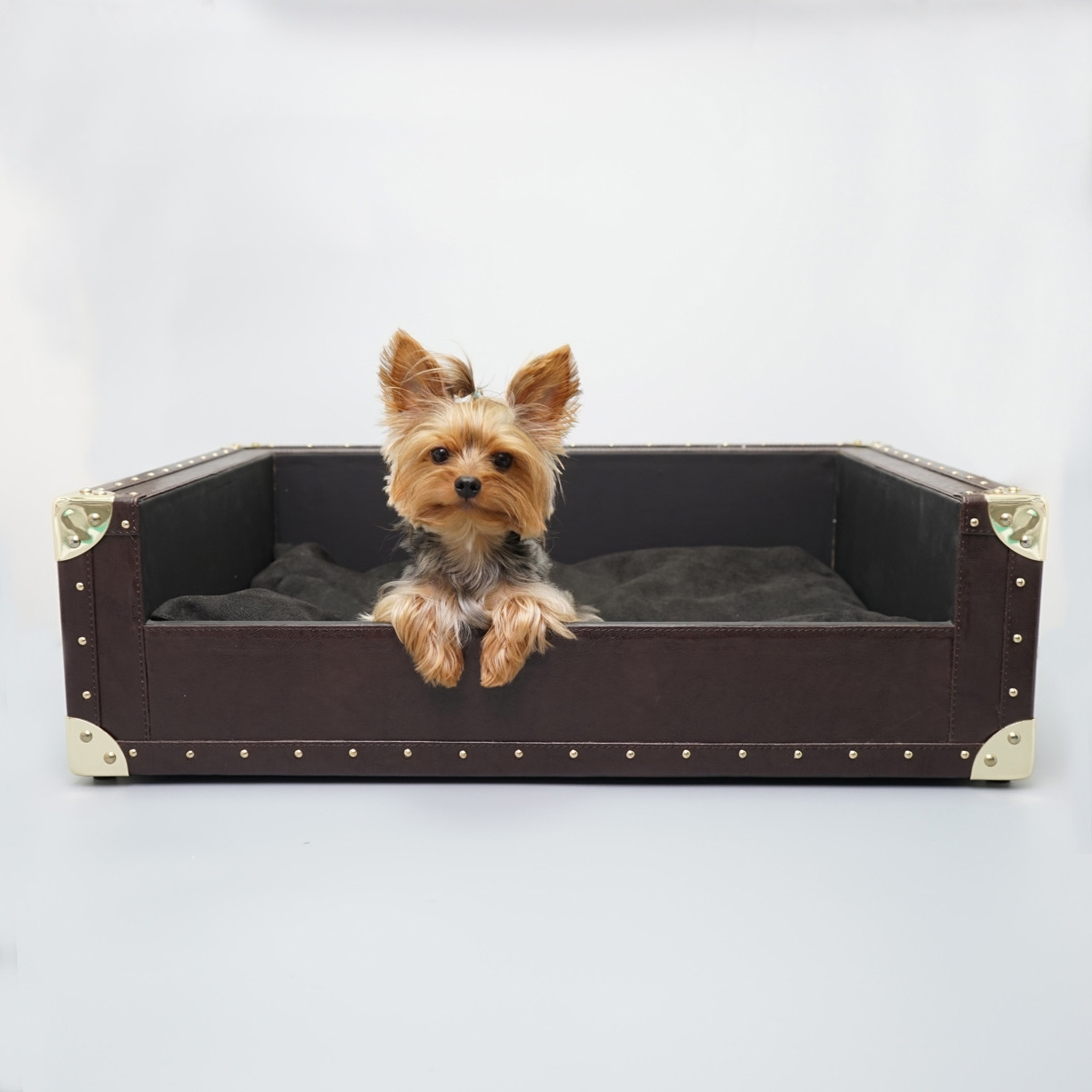 large leather dog bed