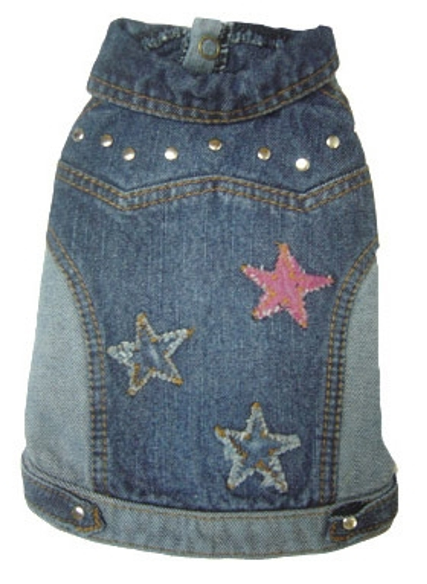 Designer Dog Clothes Biker Dog Denim Jean Jacket With Stars
