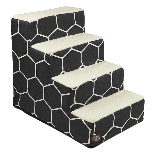 Black Hexo Shapes 4 Steps Pet Stairs