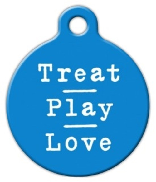 Blue Treat Play Love Dog ID Tag