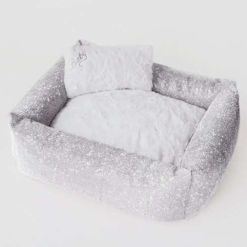 silver crystal dog bed