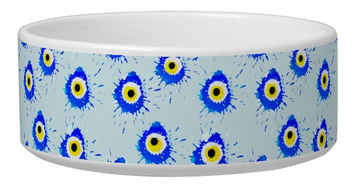 Artsy Evil Eye Dog Bowl