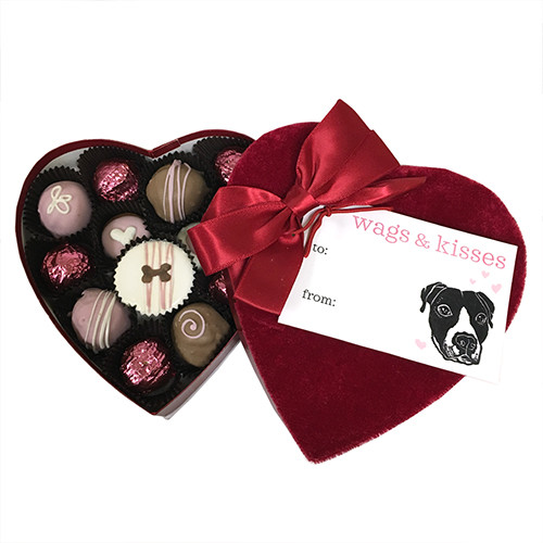 valentines heart shaped dog treat gift box