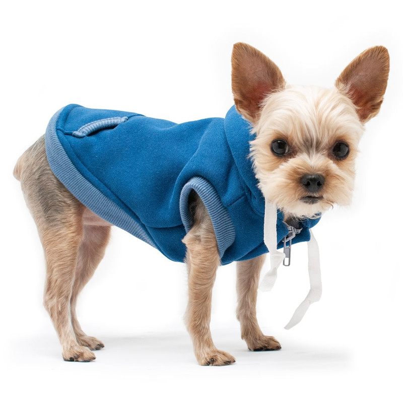 Dog Hoodie, Drawstring Blue