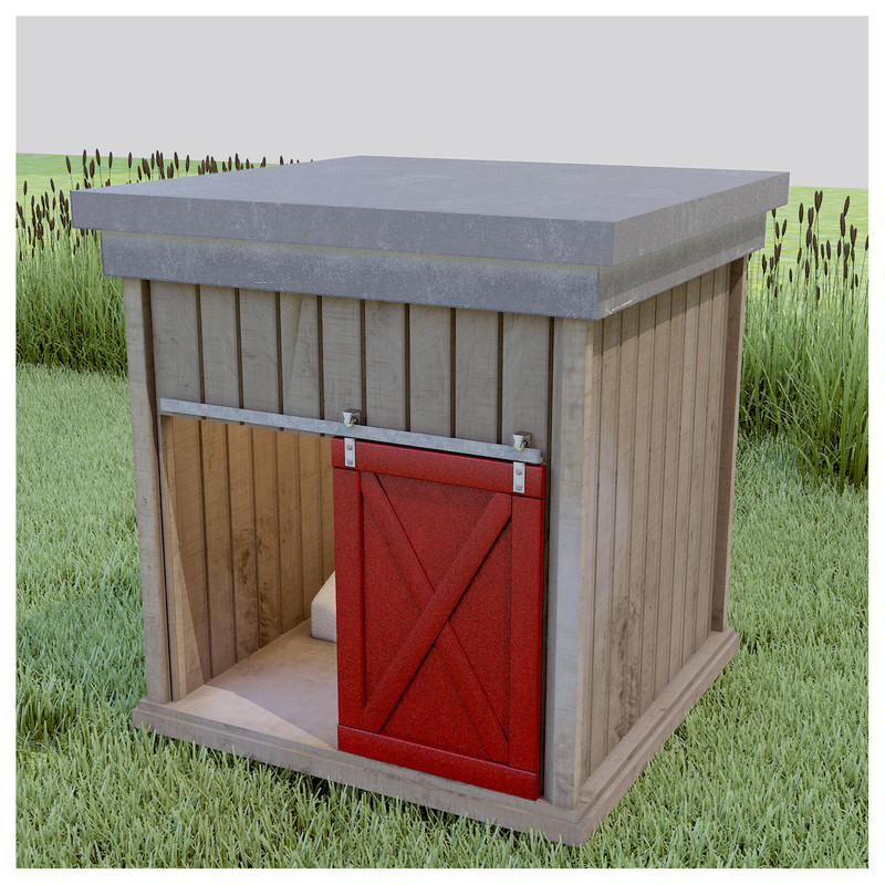 Reclaimed Barnwood Dog House with Sliding Loft Door Rockstar Puppy