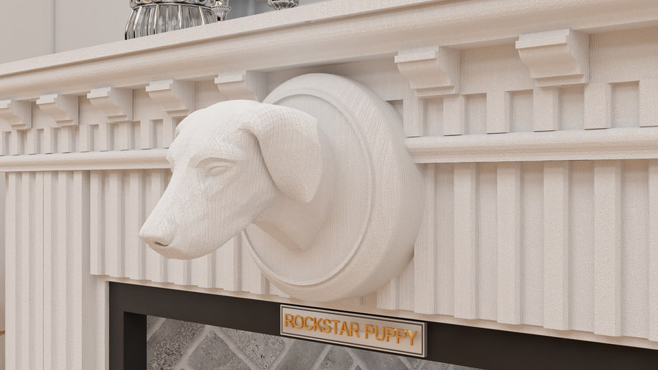 Faux Fireplace Dog Bed Luxury Dog Furniture Rockstar Puppy Boutique