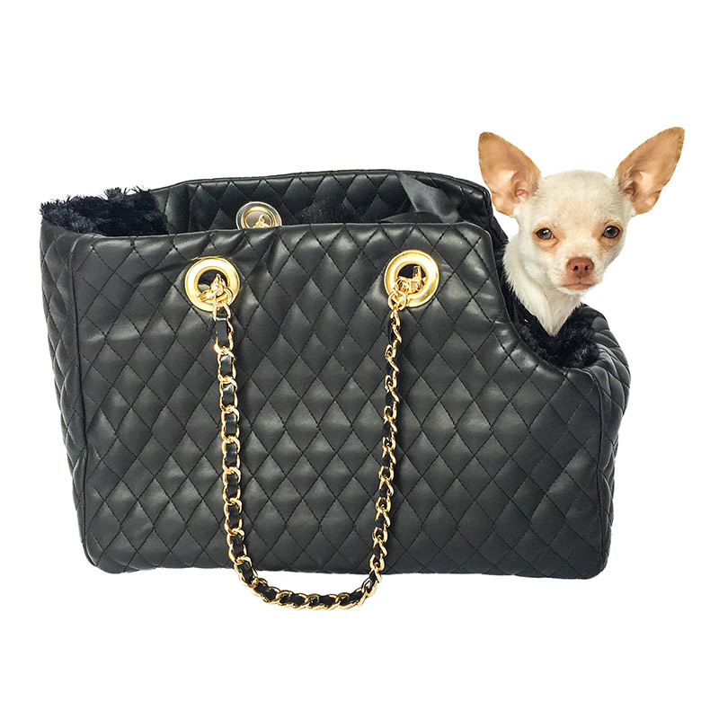 Rare black leather purse bag w heavy chain Labrador dog Barry