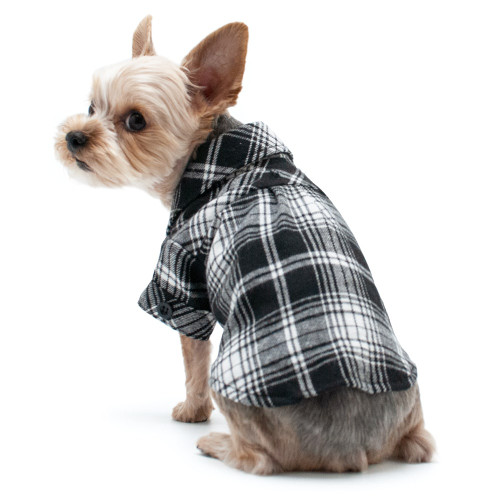 Dog Flannel Shirt Button Down Black Rockstar Puppy Boutique