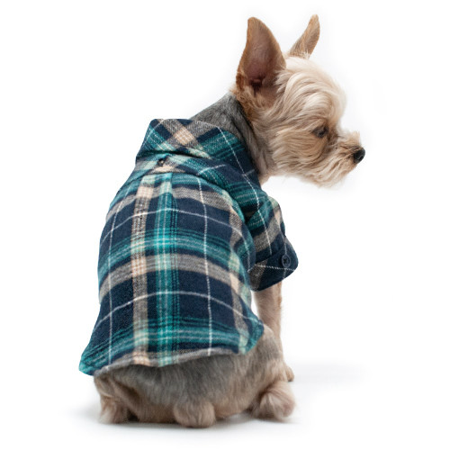 Dog Flannel Shirt Button Down Blue Rockstar Puppy Boutique