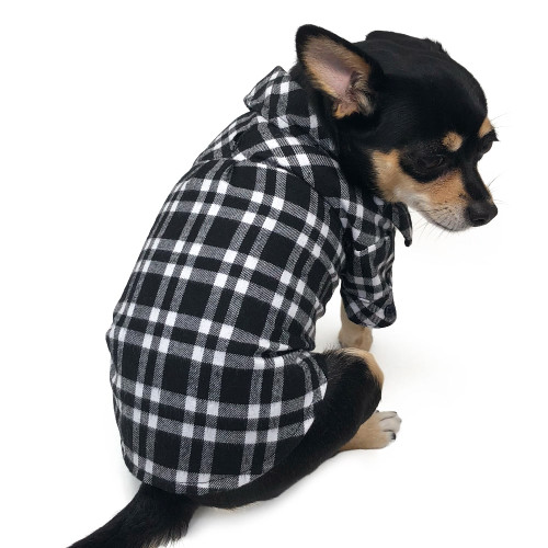 Dog Flannel Shirt Button Down Black Rockstar Puppy Boutique