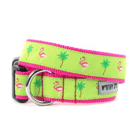 flamingos dog collar and leash set