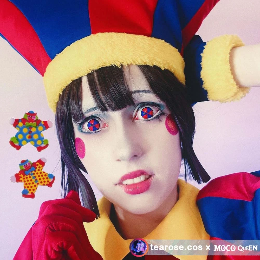 Digital Circus Jester Pomni Red Costume Contacts | MocoQueen