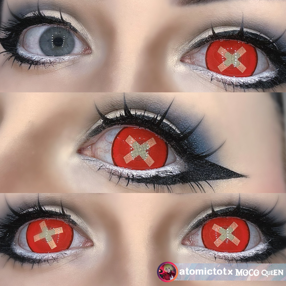 Cherri Bomb Red X 17mm Mini Sclera Costume Contacts | MocoQueen