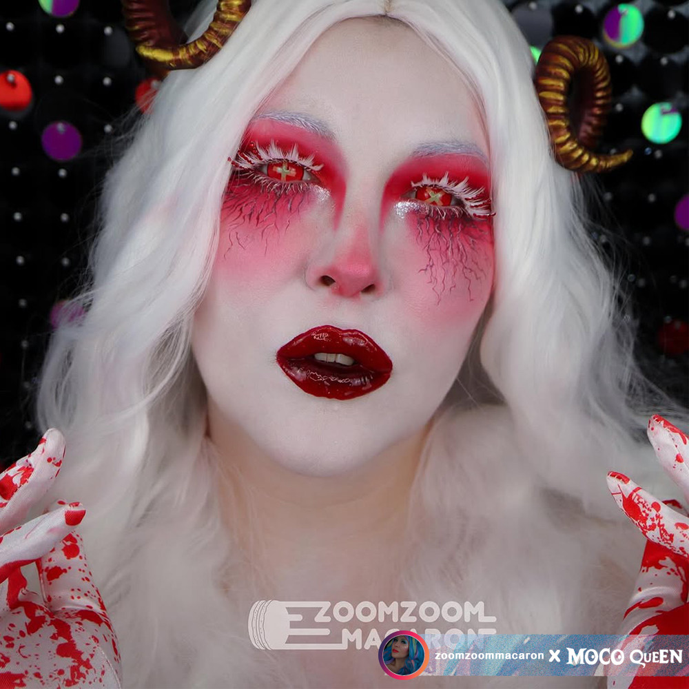 Cherri Bomb Red X 17mm Mini Sclera Costume Contacts | MocoQueen