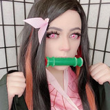 Demon Slayer Nezuko Kamado Pink Costume Contacts UGC