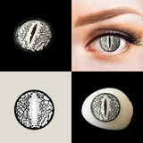 Lizard Snake Eye Silver White Halloween Costume Contacts Sample