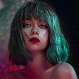 Magic Pop Teal Green Colored Costume Contacts Model Pic