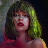 Magic Pop Green Colored Costume Contacts (Rx) Model Pic