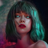 Aurora Leap UV Gradient Blue Green Contacts(UV Function)  model pic