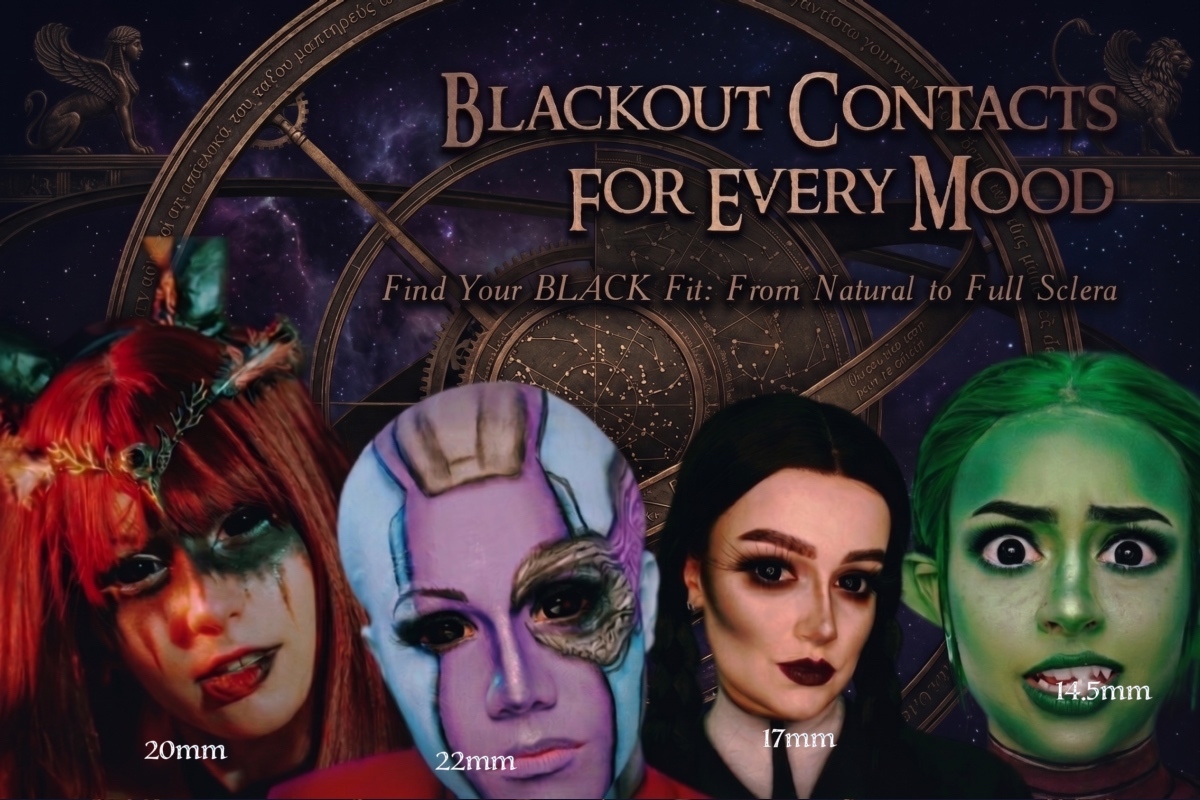 All Black Colored Contacts - 22mm, 20mm, 17mm, 14.5mm