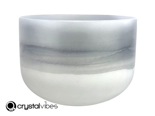 9" F# Note 440Hz Perfect Pitch Black Tourmaline Gemstone Fusion Translucent Crystal Singing Bowl UP +0 cents  11002485