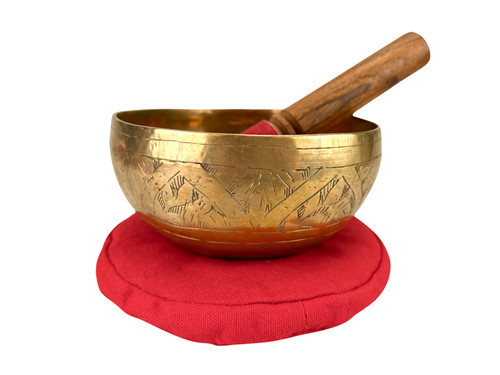 6" D#/A# Note Engraved Himalayan Singing Bowl #d6621123