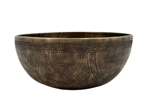 8" F#/C Note Premium Engraved Singing Bowl Zen Himalayan Pro Series #f13150224